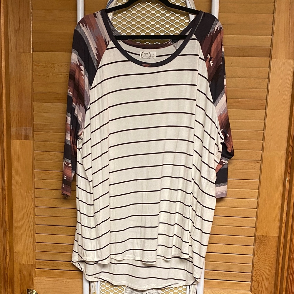 Maurices Striped Women's Tunic Top with 3/4 Sleeves